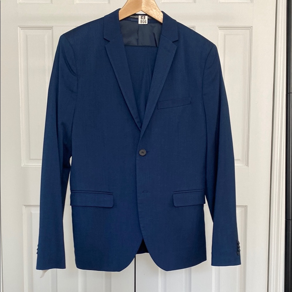 H&M Navy Blue Men's Suit Skinny Fit 40R jacket 34 waist pants